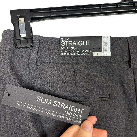 NWT Apt. 9 Gray Slim Straight Mid Rise Modern Fit Dress Pants Women's 4 - Picture 5 of 5